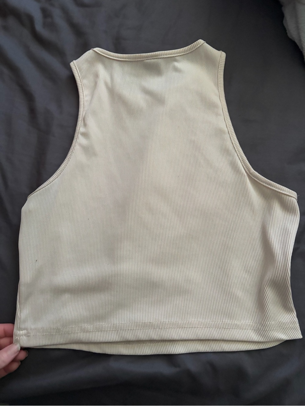 SHEIN Cream Ribbed Muscle Tank Top - Picture 3 of 3